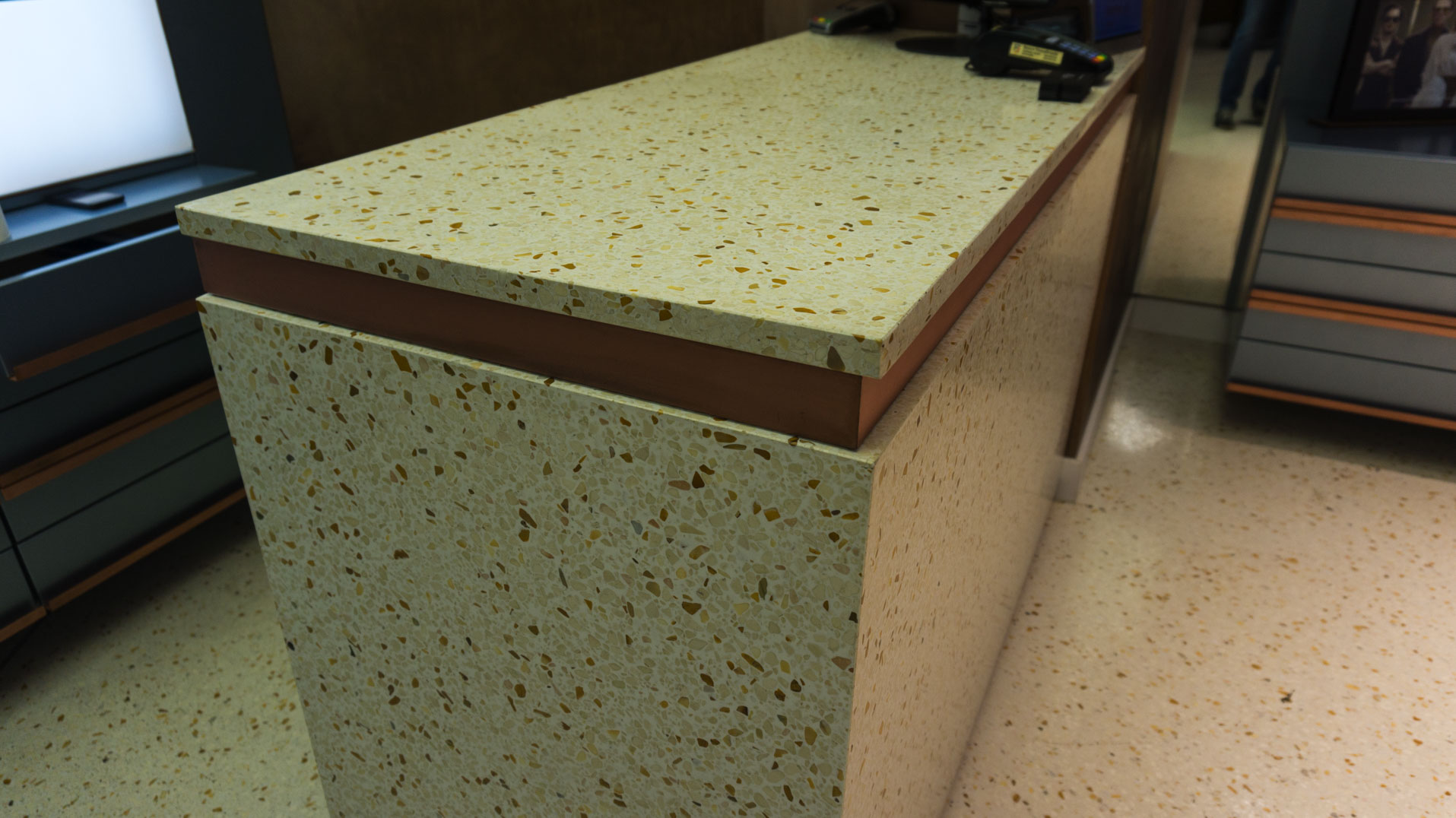 optical terrazzo desk design