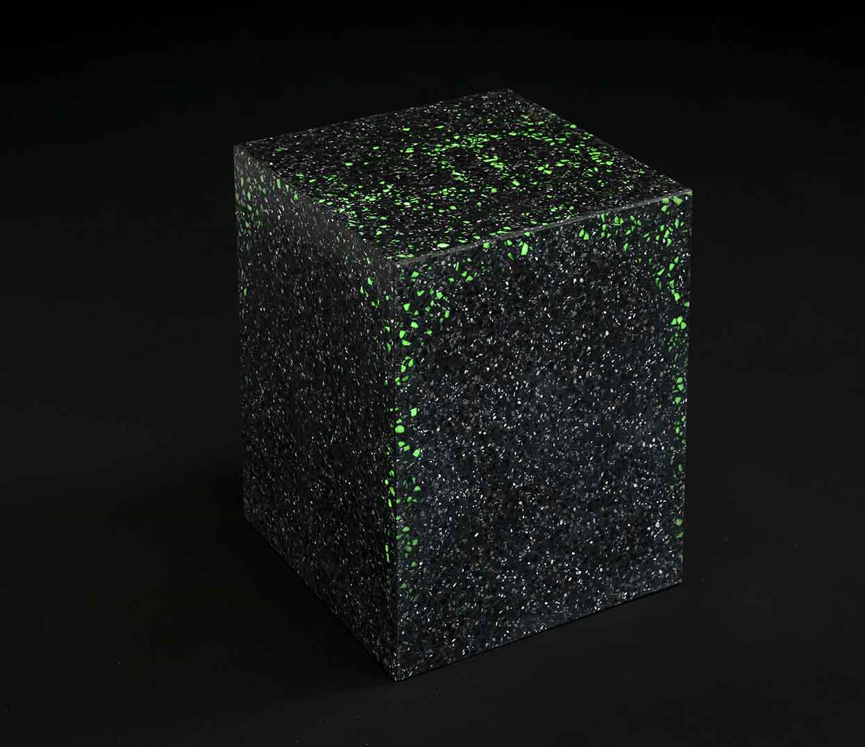 neon green aggregates and terrazzo
