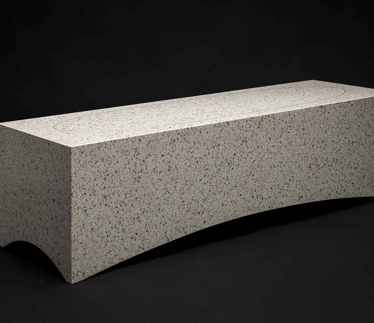 display table made of terrazzo