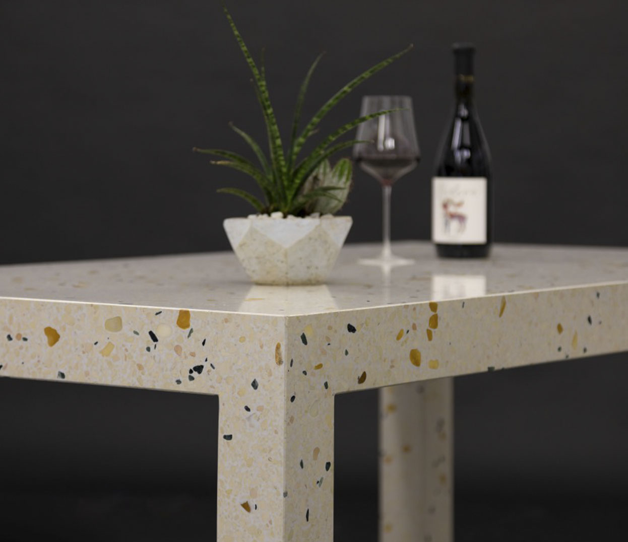 dining table made of terrazzo