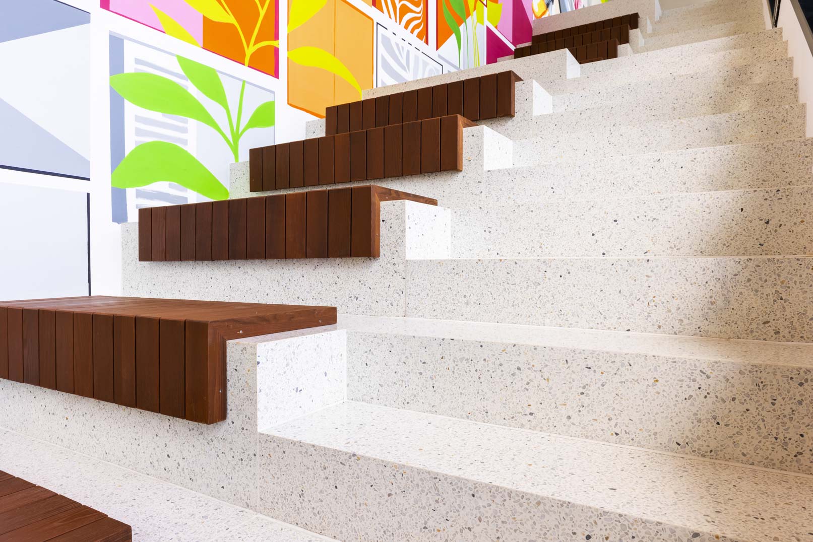 custom terrazzo stairsteps and wood