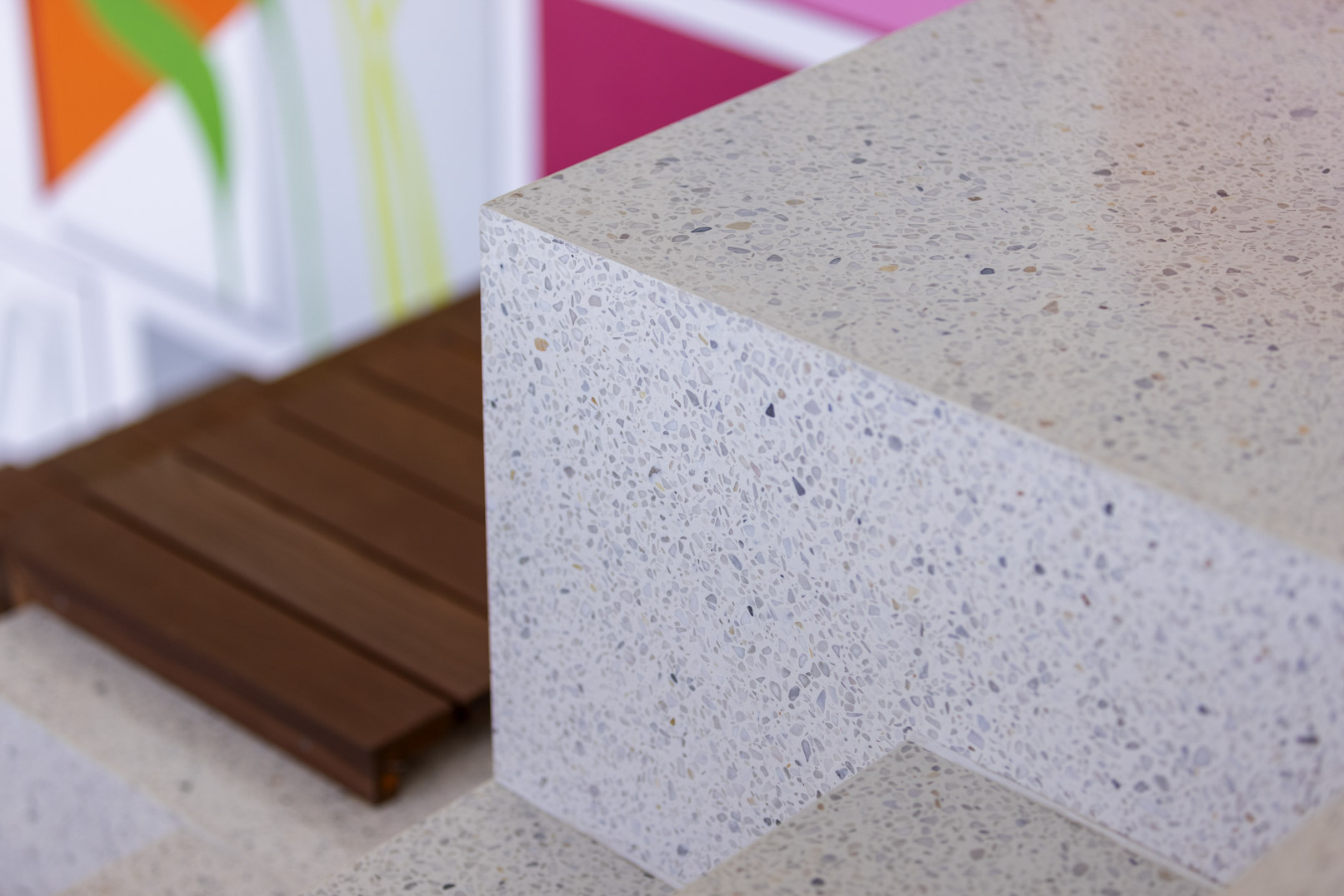 white terrazzo grey aggregates