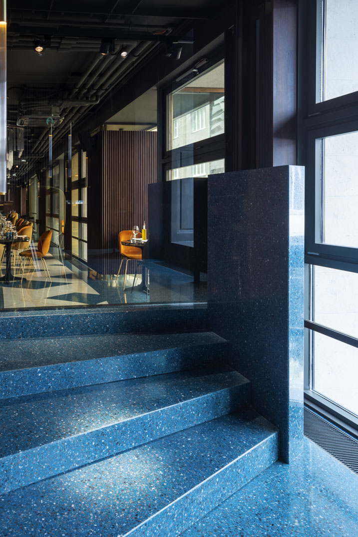 terrazzo stairs with marble aggregates