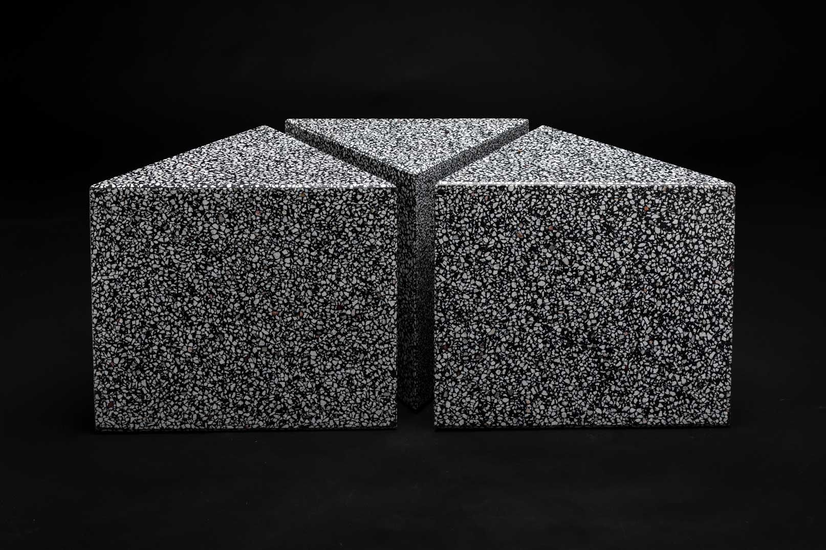 black and white terrazzo object