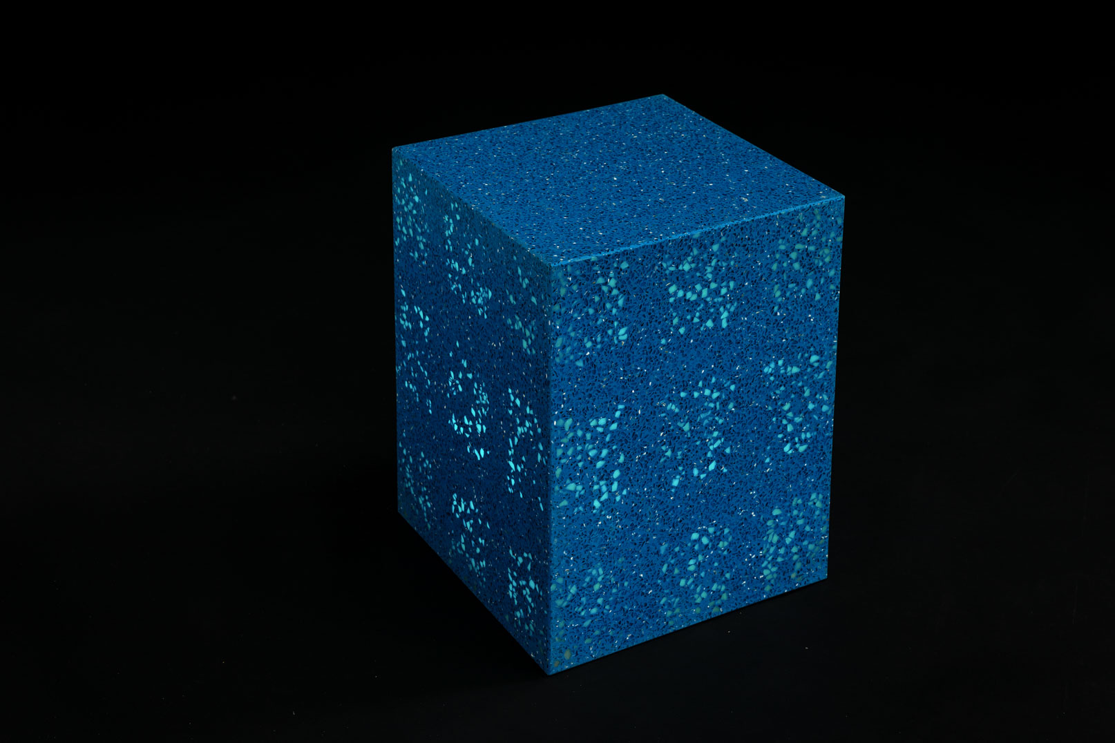 blue terrazzo cube