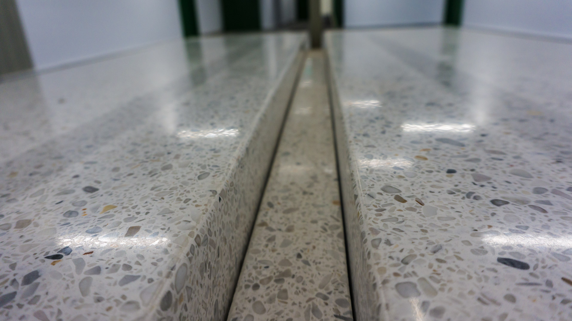 epoxy terrazzo detail of a bench