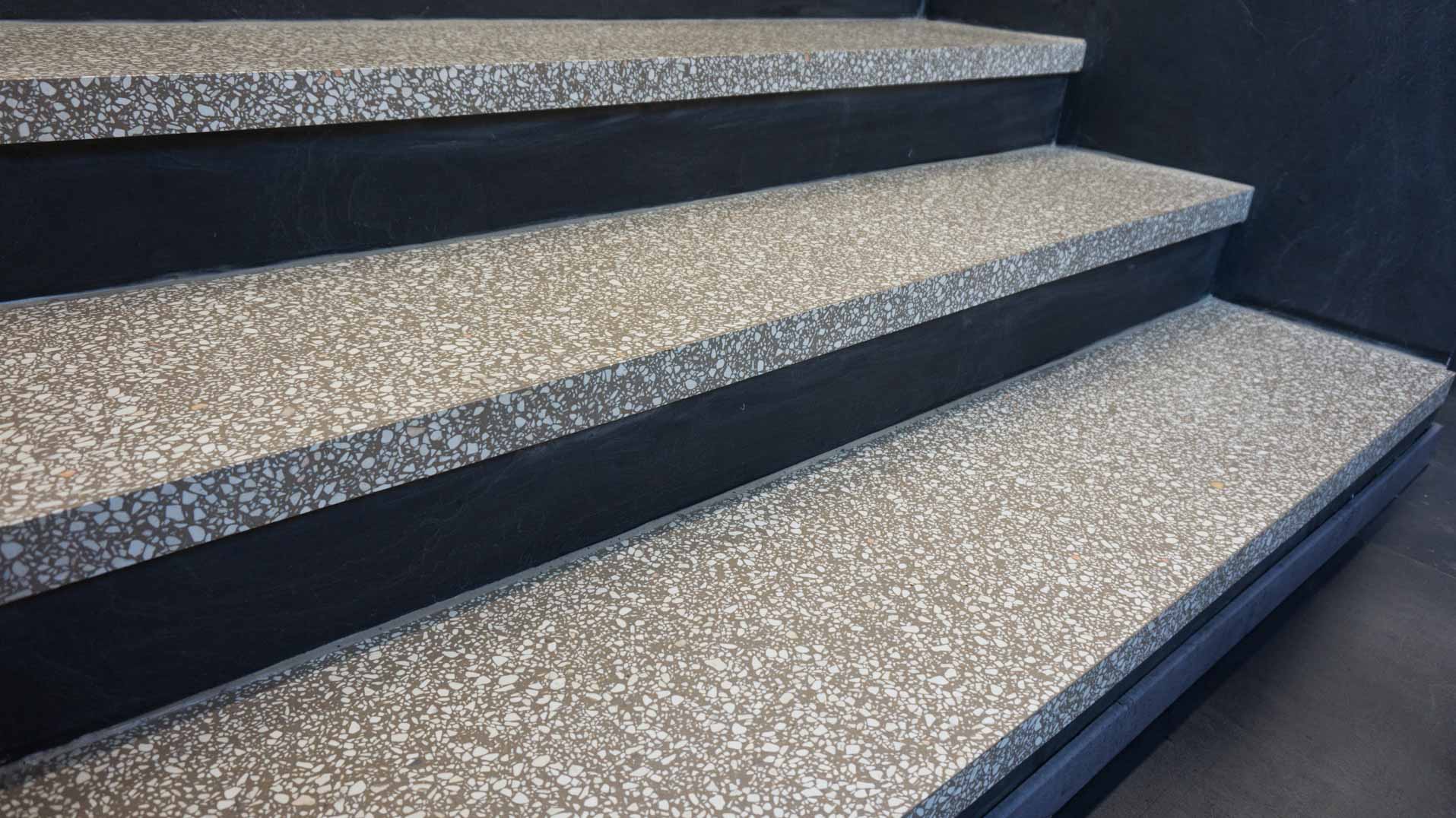 epoxy terrazzo stairs at mega image