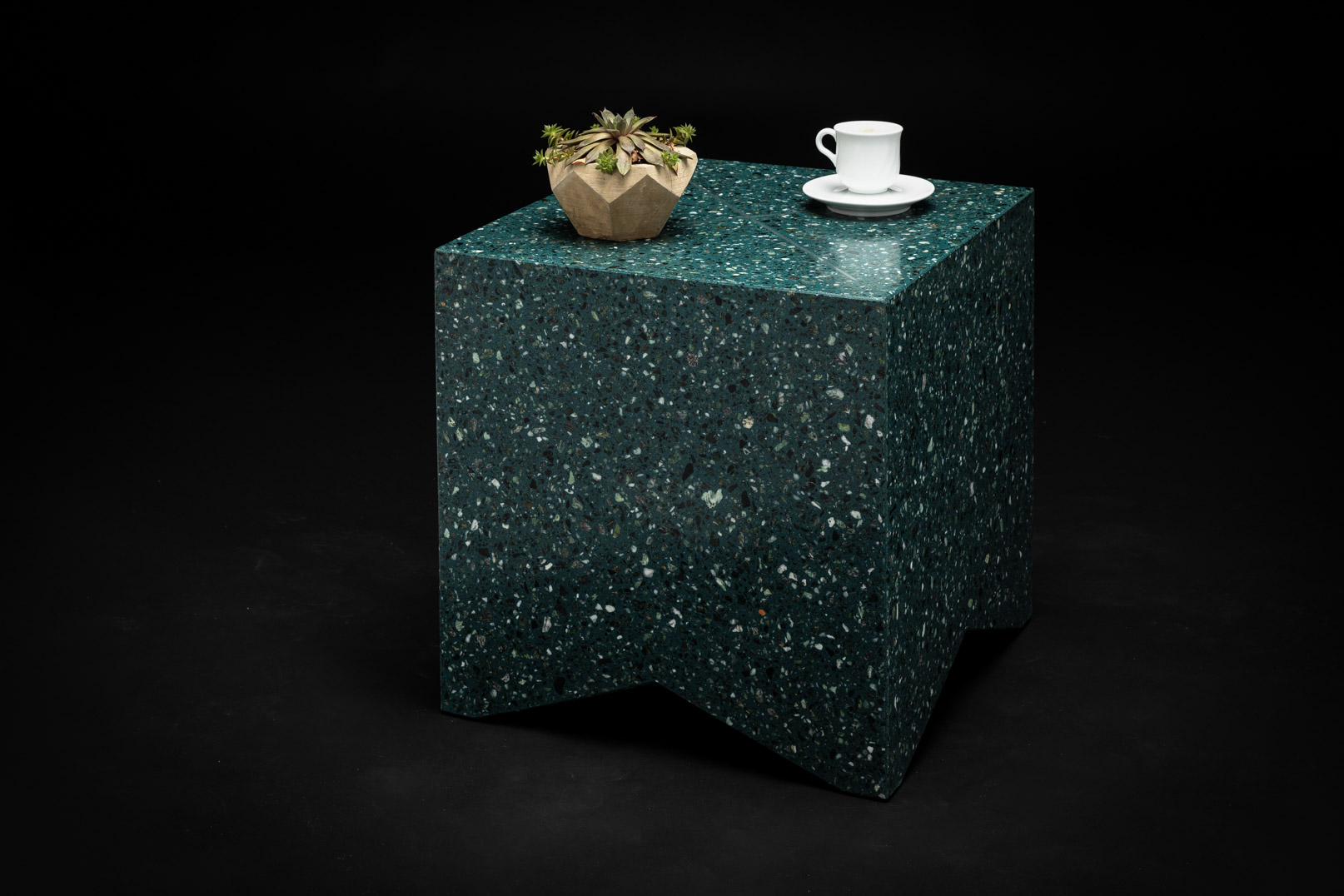 green terrazzo cube