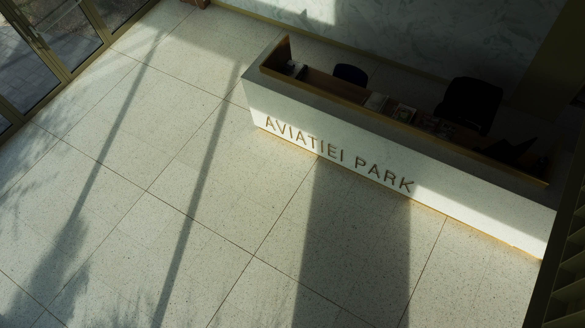 Office desk with brass frame at Aviatiei Park Bucharest