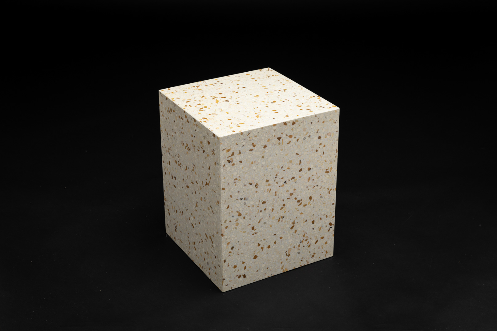 terrazzo cube with brown marble