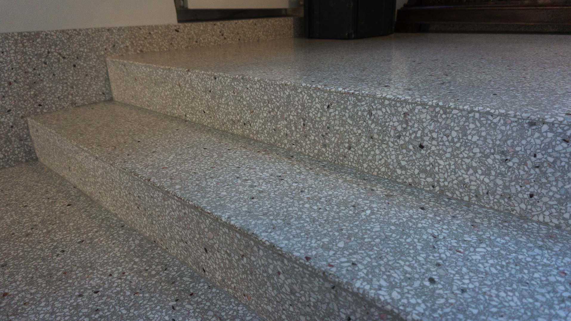 terrazzo stairs grey white