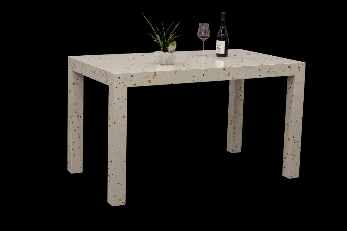 white terrazzo dining table