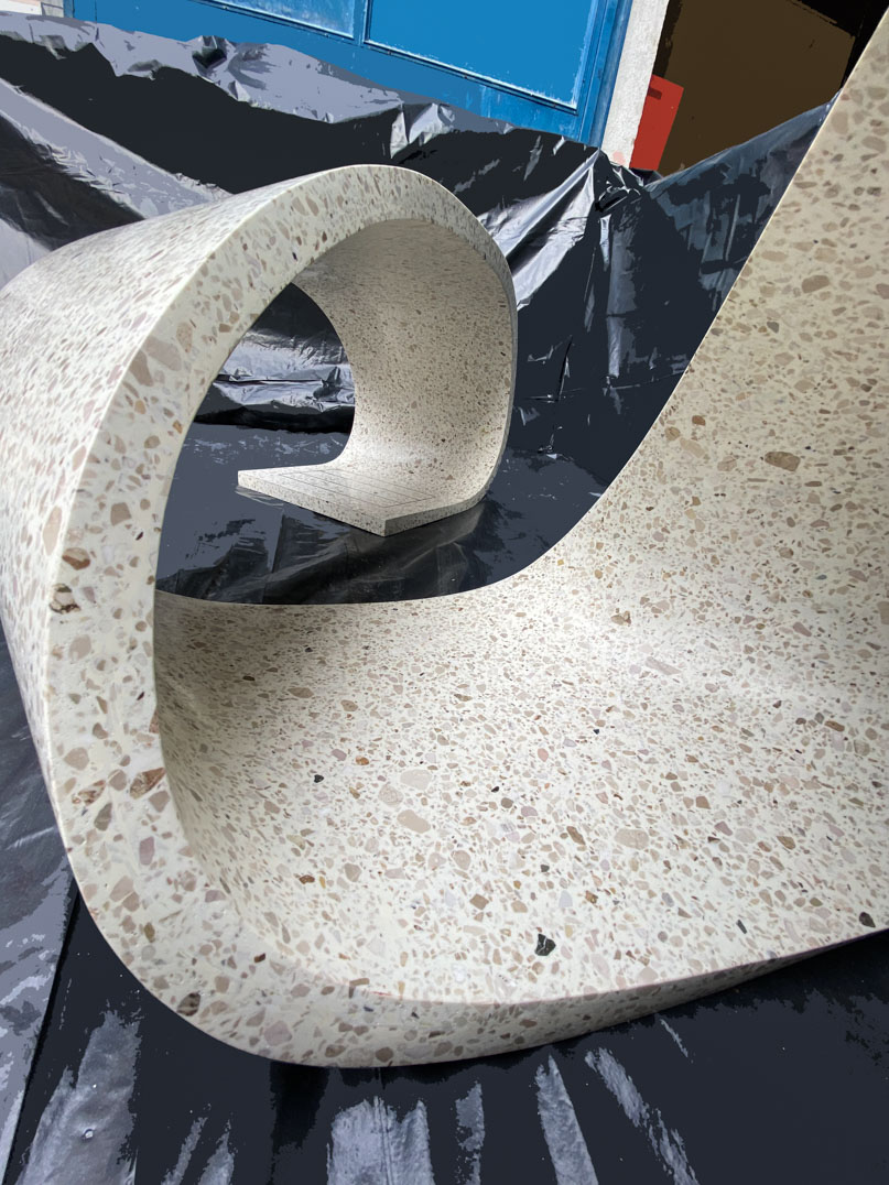 curved terrazzo design