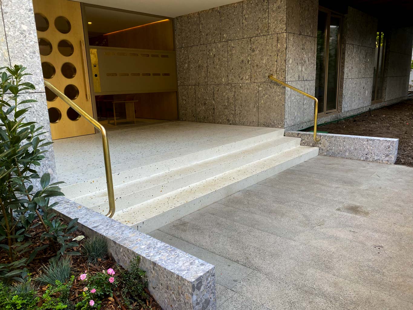 building entrance design with terrazzo