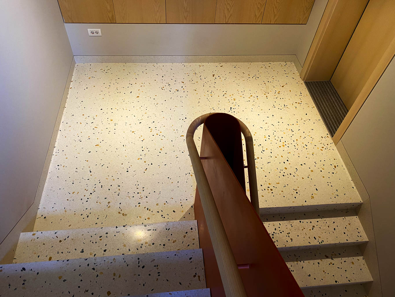 white epoxy terrazzo stairs