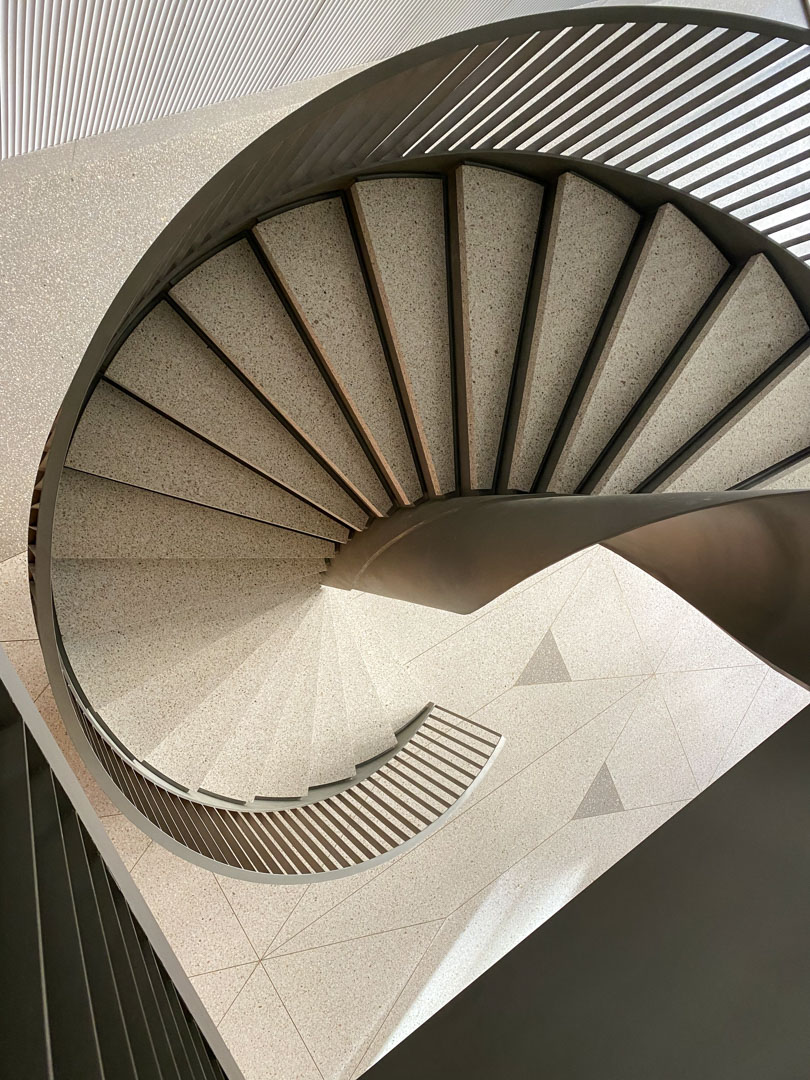precast spiral stair steps made from terrazzo