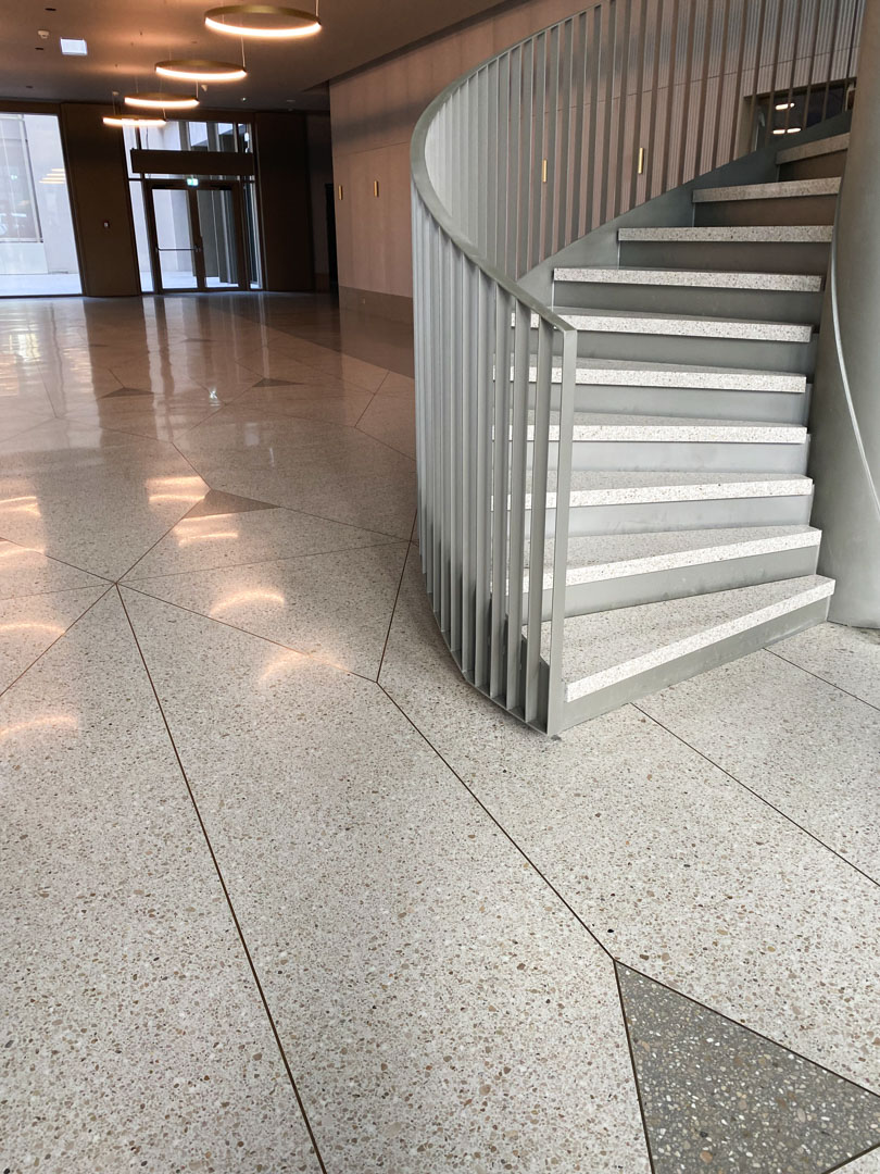 precast terrazzo stairs at Tandem Office Building