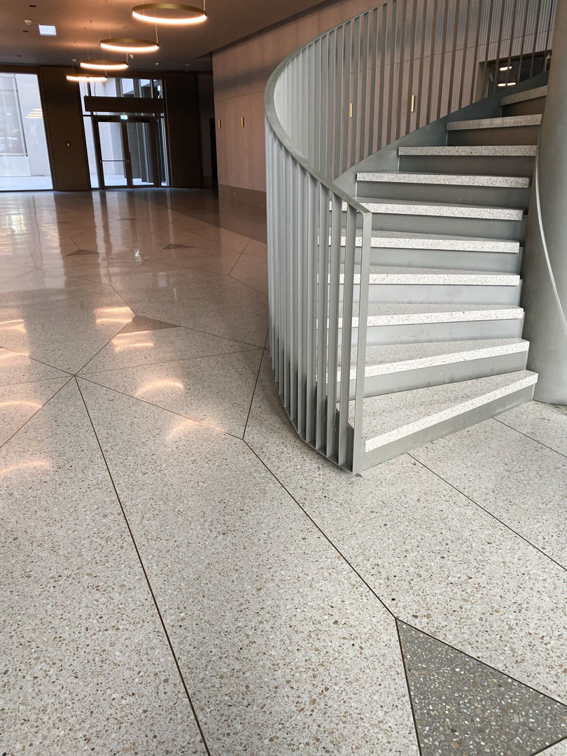 precast terrazzo stairs at Tandem Office Building