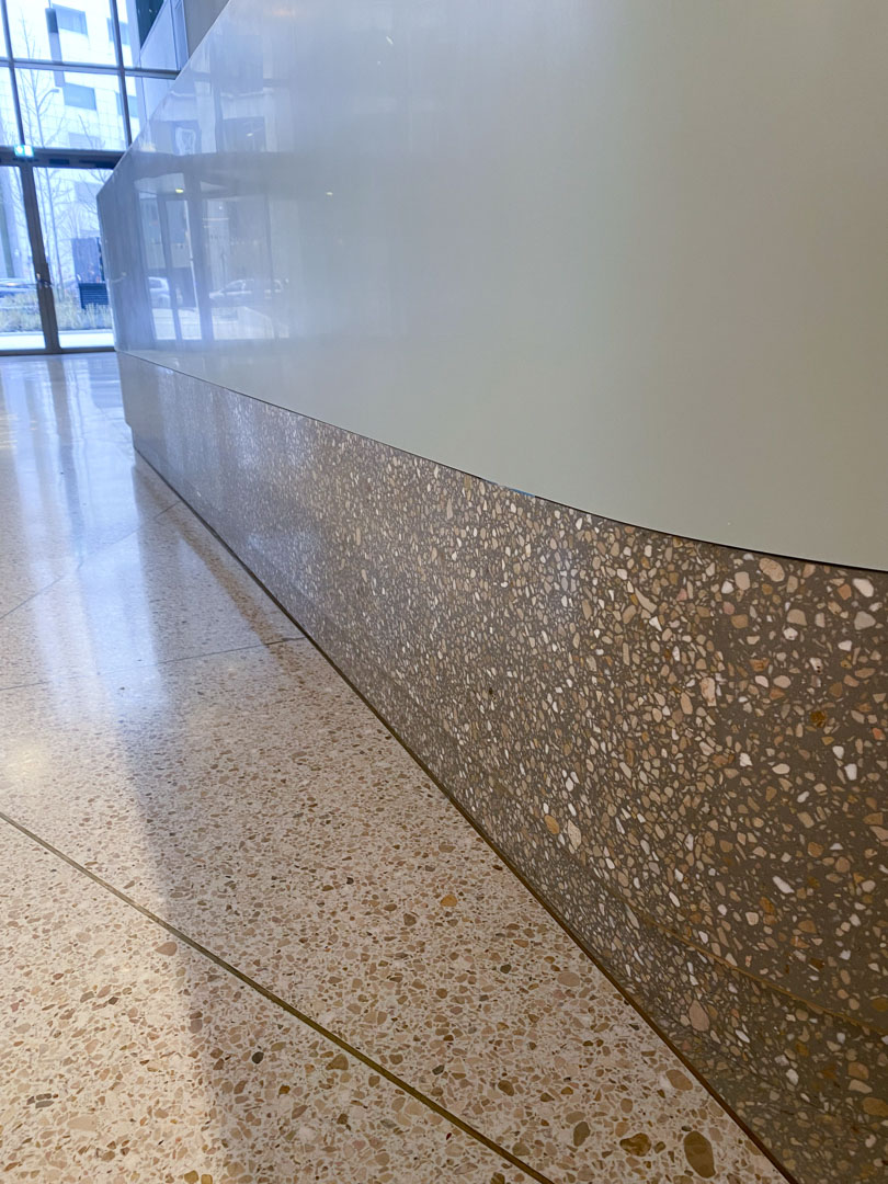 terrazzo reception desk detail