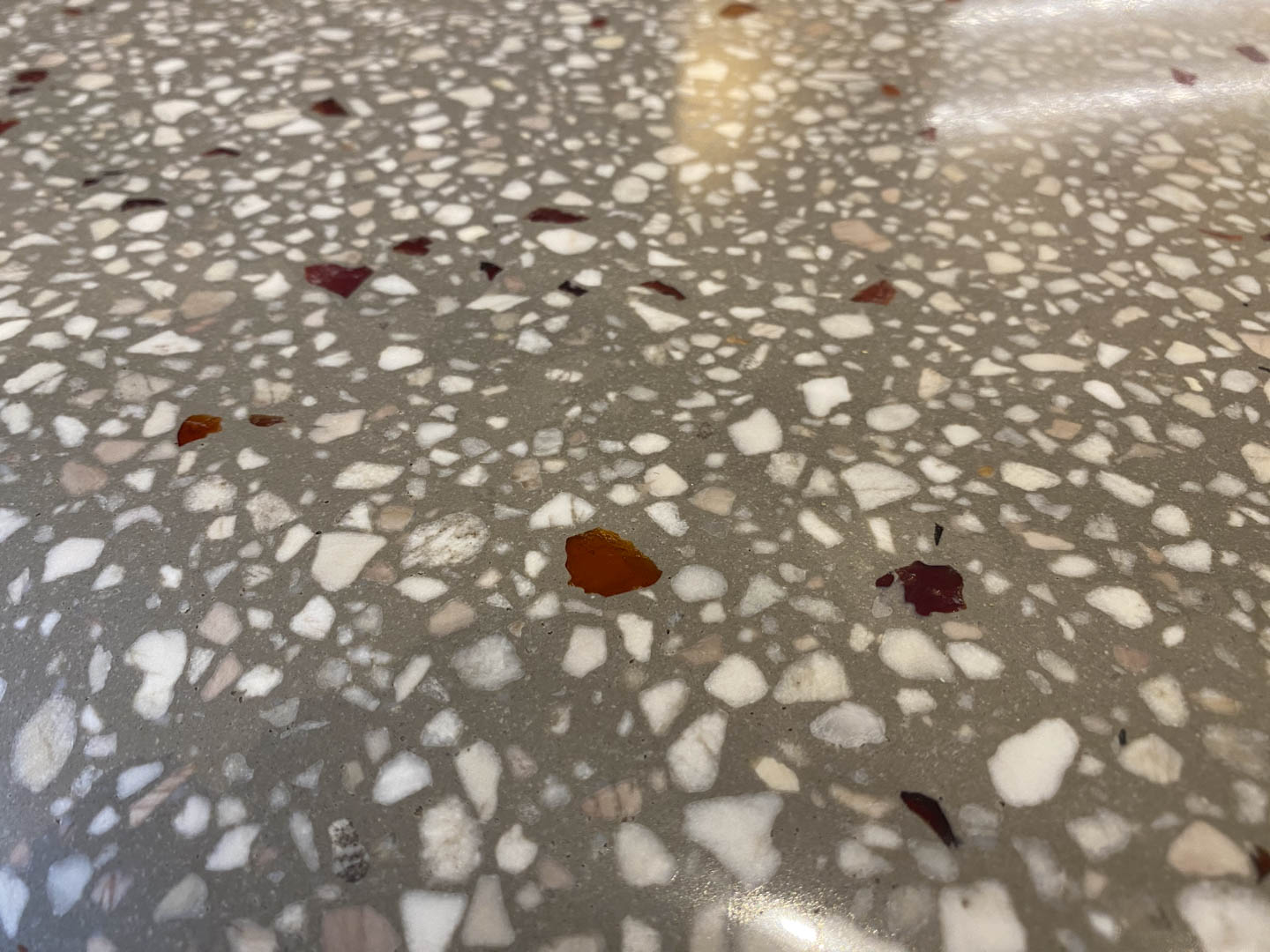 8m long terrazzo bar top shows the extraordinary design possibilities of terrazzo