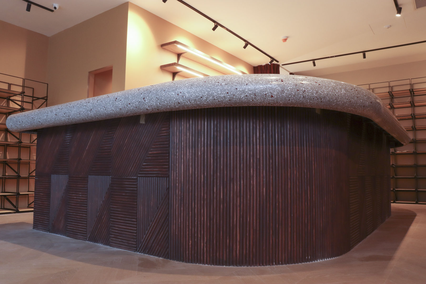 8m long terrazzo bar top shows the extraordinary design possibilities of terrazzo