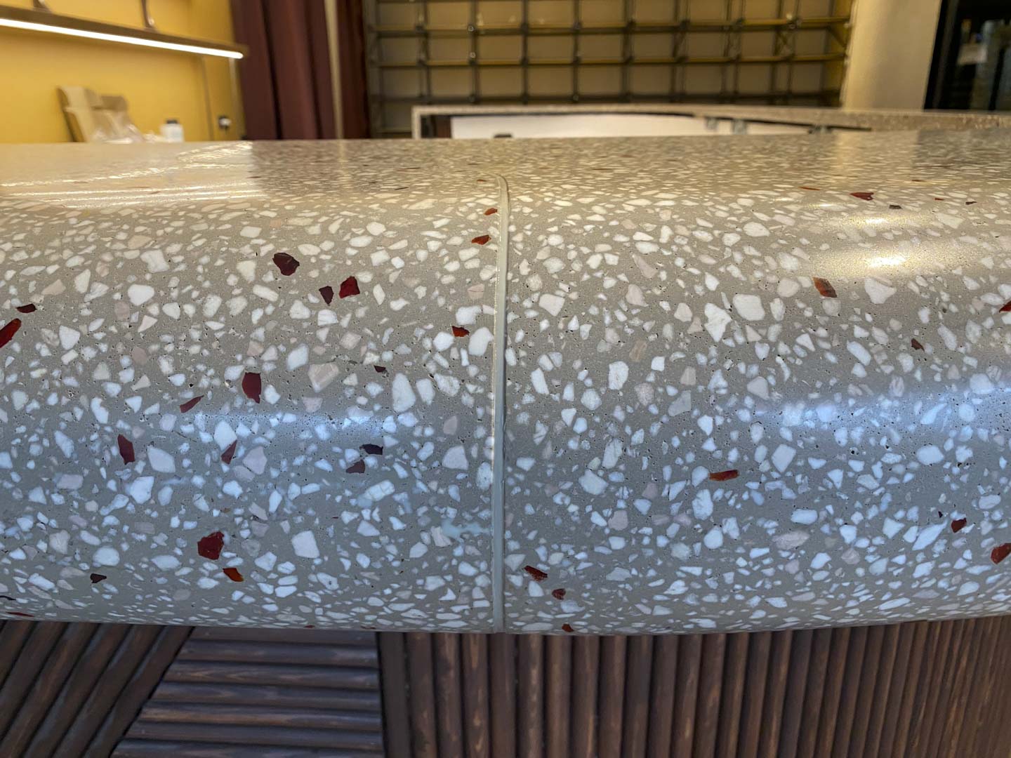 8m long terrazzo bar top shows the extraordinary design possibilities of terrazzo