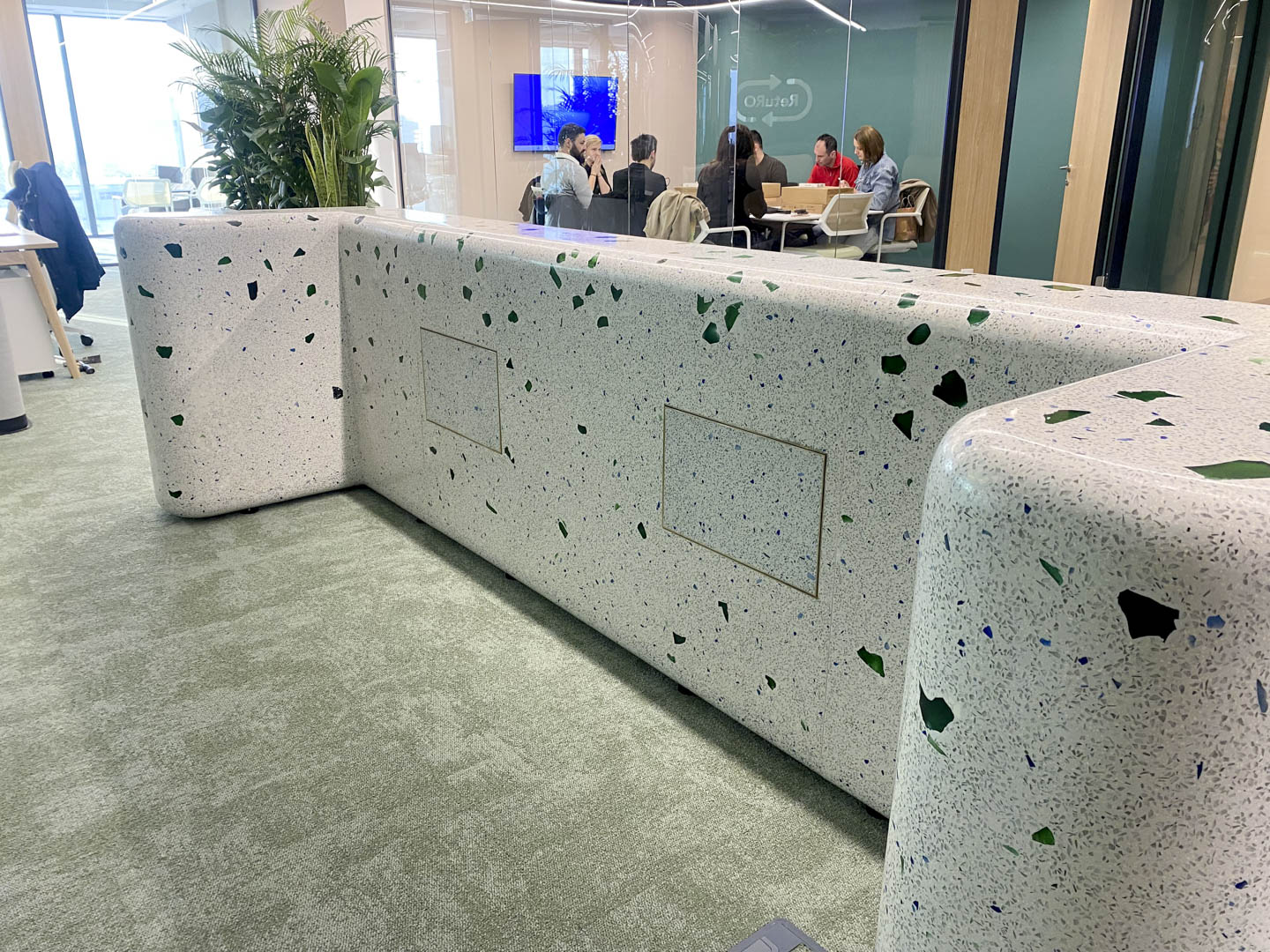 recycled green glass desk design