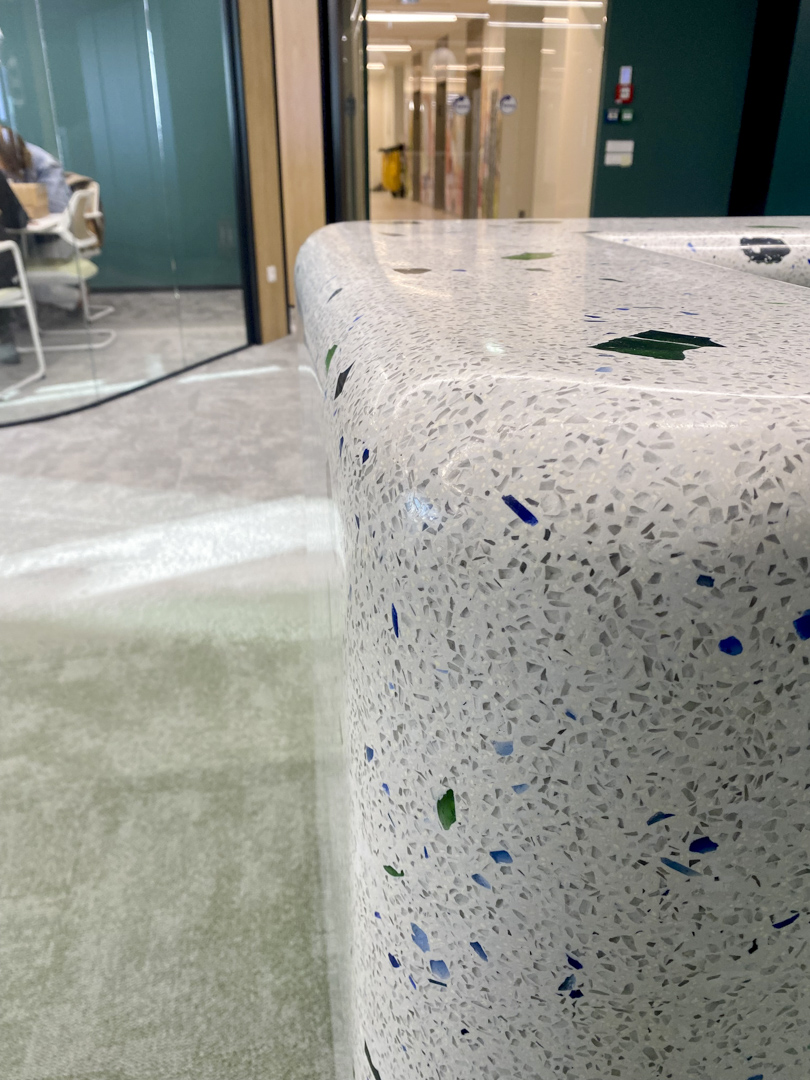 recycled green glass terrazzo desk